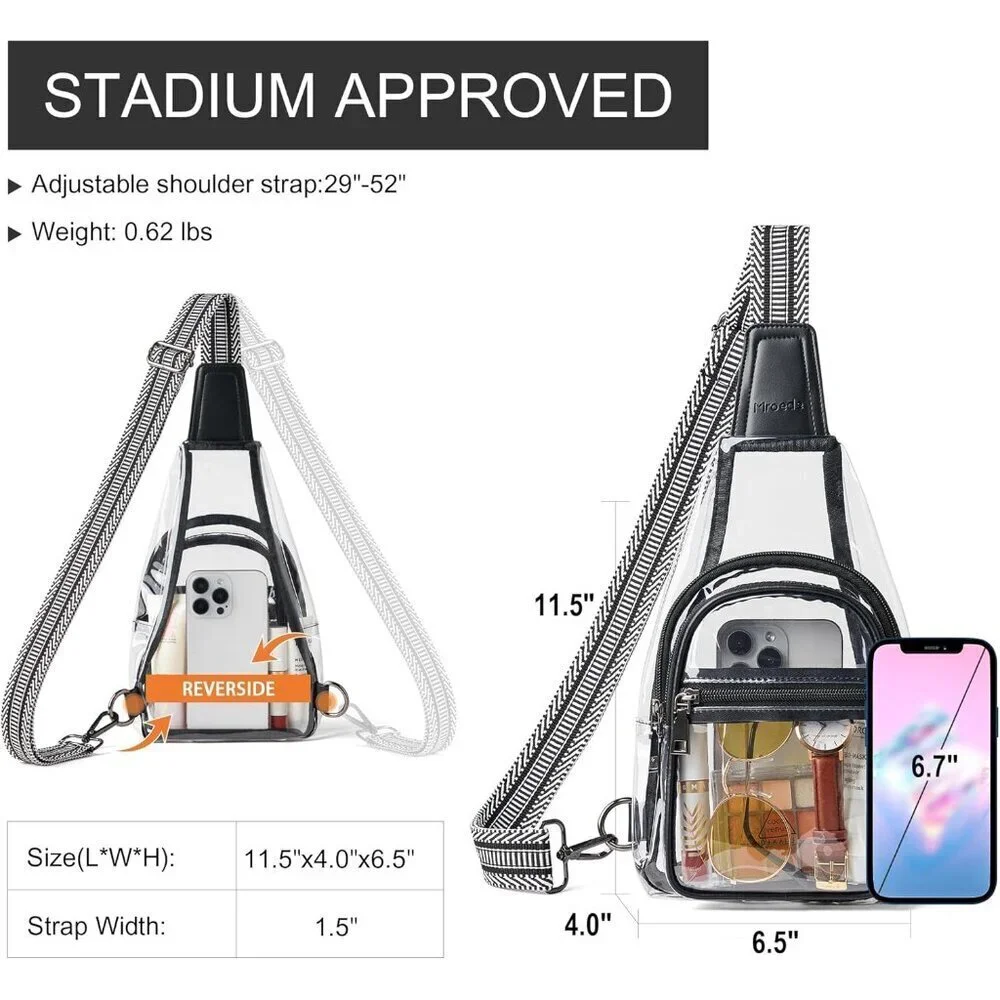 Clear Stadium Bag Crossbody Compact Durable for Concert Sports Events